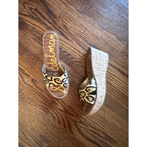 Women's Sam Edelman Leopard Print Wedge Sandals Size 9.5